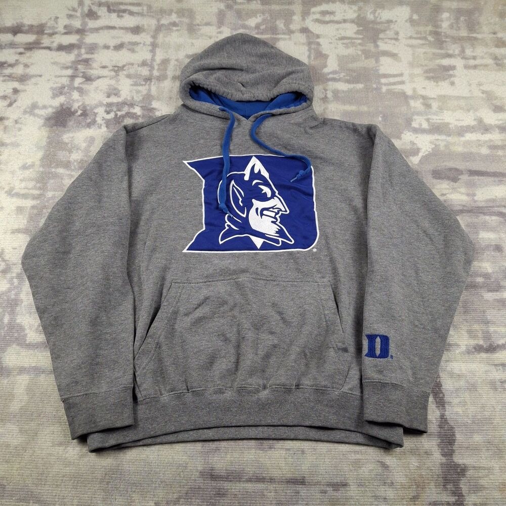 Colosseum E5 Duke Blue Devils Hoodie Mens Medium Grey Blue Mascot Applique NCAA